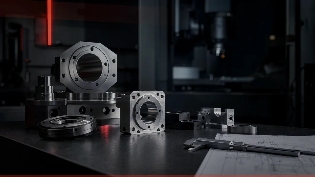 Obrabiarka CNC wykonująca precyzyjny detal metalowy — Nomatec