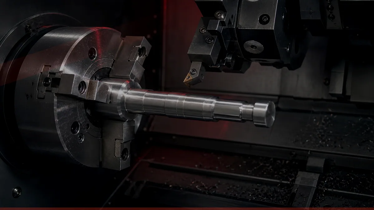 Toczenie CNC detalu stalowego na tokarce — Nomatec